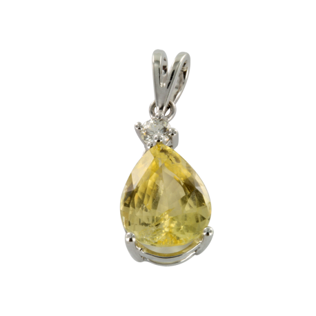 Colliers et pendentifs or et saphir (3 carats) et diamant (0,10 carat), goutte jaune
