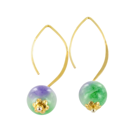 Boucles d'oreilles argent et jade (4 carats), les printanières