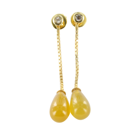 Boucles d'oreilles argent et jade (4 carats) et topazes (0,2 carat), les parfaites jaunes
