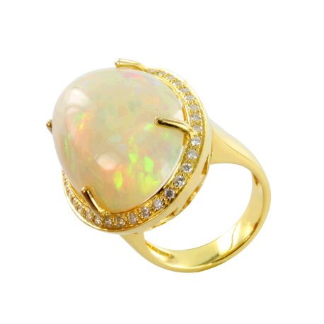 Bague or et opale (14 carats) et diamants (0,5 carat), l'australienne