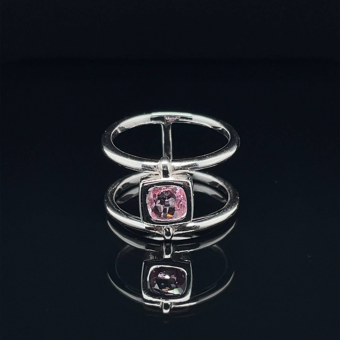 Bague saphir rose environ 1 carat or blanc 18K