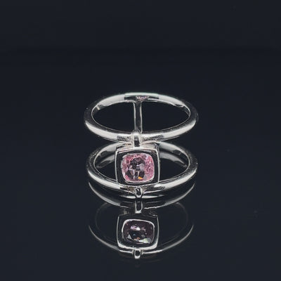 Bague saphir rose environ 1 carat or blanc 18K