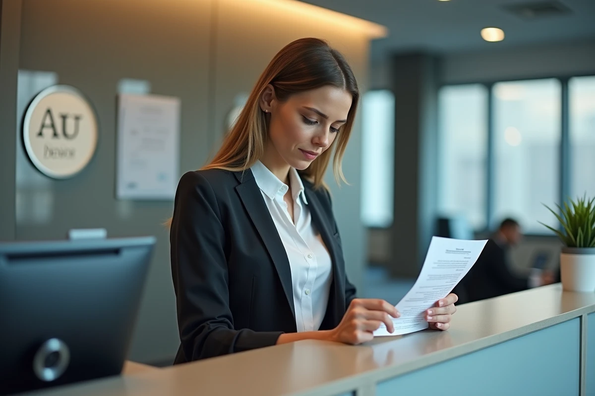 Administratrice universitaire examinant un formulaire d