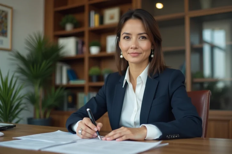 Avocate professionnelle en costume navy en réunion