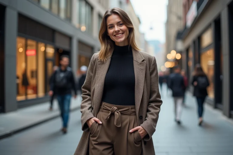 Femme élégante en blazer urbain mode tendance